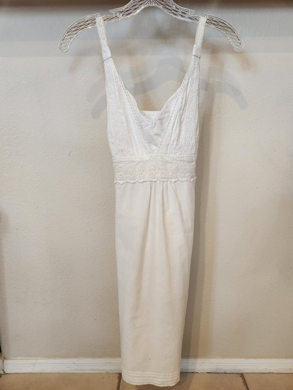 For Joseph Brand White Sleeveless Lace-Detail Sheer Dress with Waist Tie